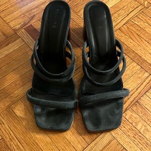 ALOHAS SQUARE TOE BLUE SUEDE SANDALS